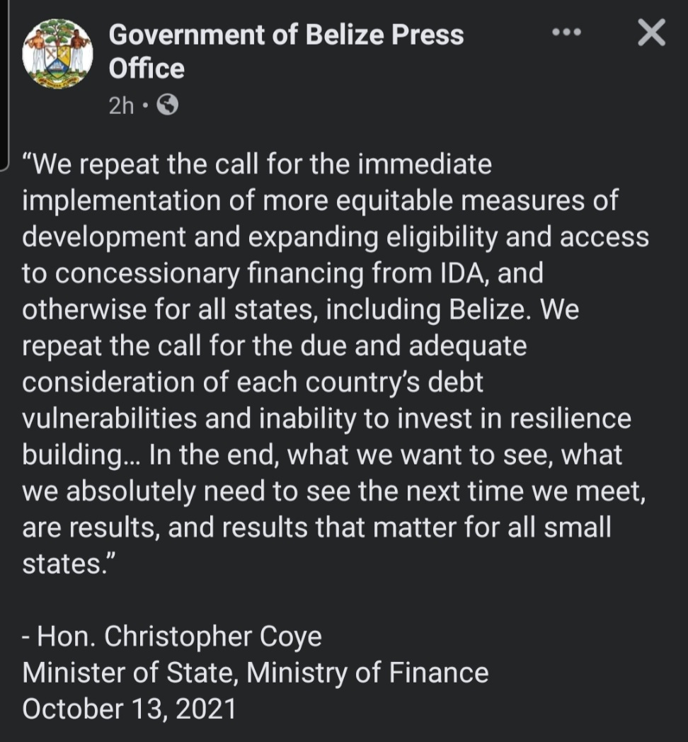 For countries burdened by climate change and debt, income only measures are woefully inadequate.  Belize is a strong advocate for according support based on the real experiences of countries. It's really just way past time. 
#mvi #SIDSmatter