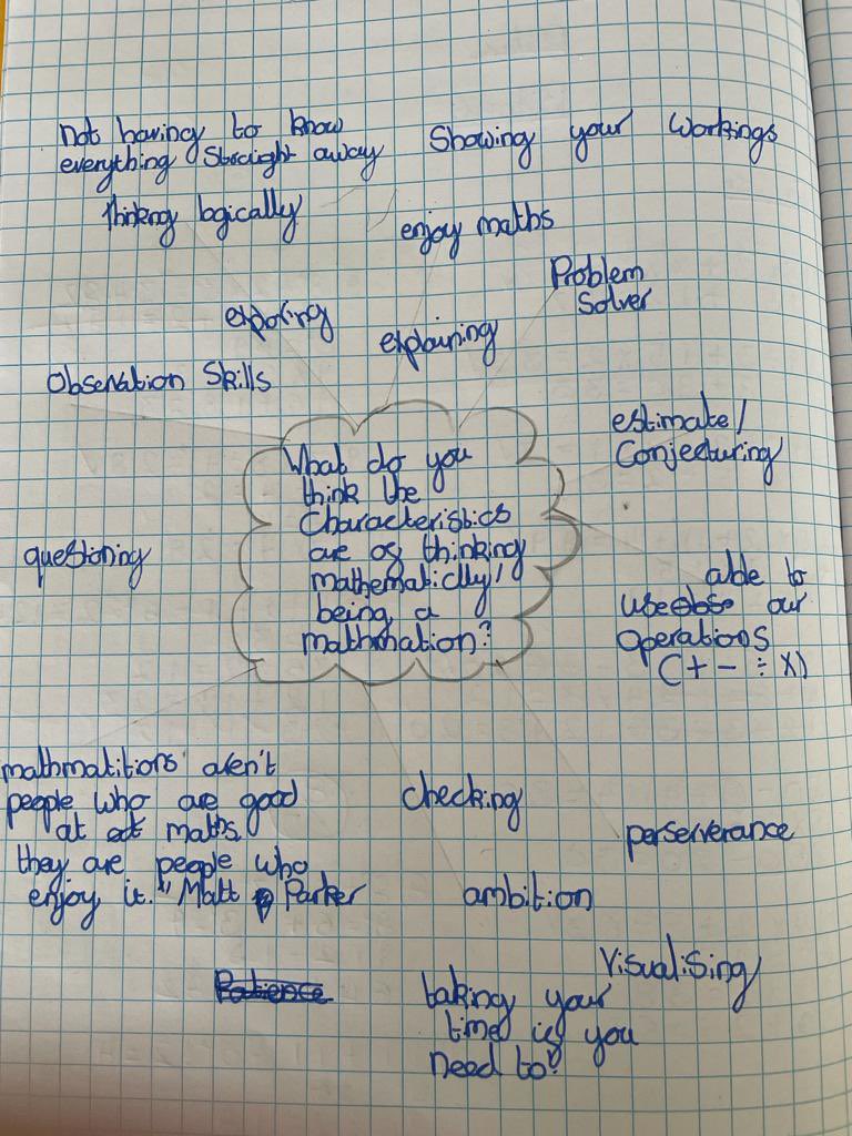Bassaleg_Maths's tweet photo. Recently, Mrs Hockridge’s Year 7 class have discussed what they think the characteristics are of thinking mathematically. @MrJFord https://t.co/BWu5Es3hsM