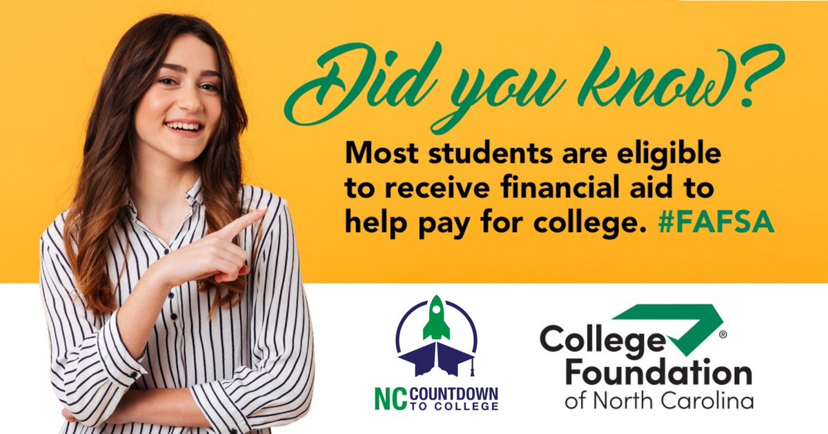 Set a goal to complete the FAFSA by the end of this week. That way, you can devote all your attention to college applications next week — when many schools will waive their fees! bit.ly/3EoyxAC #CFNC #PlanForCollege #FAFSA