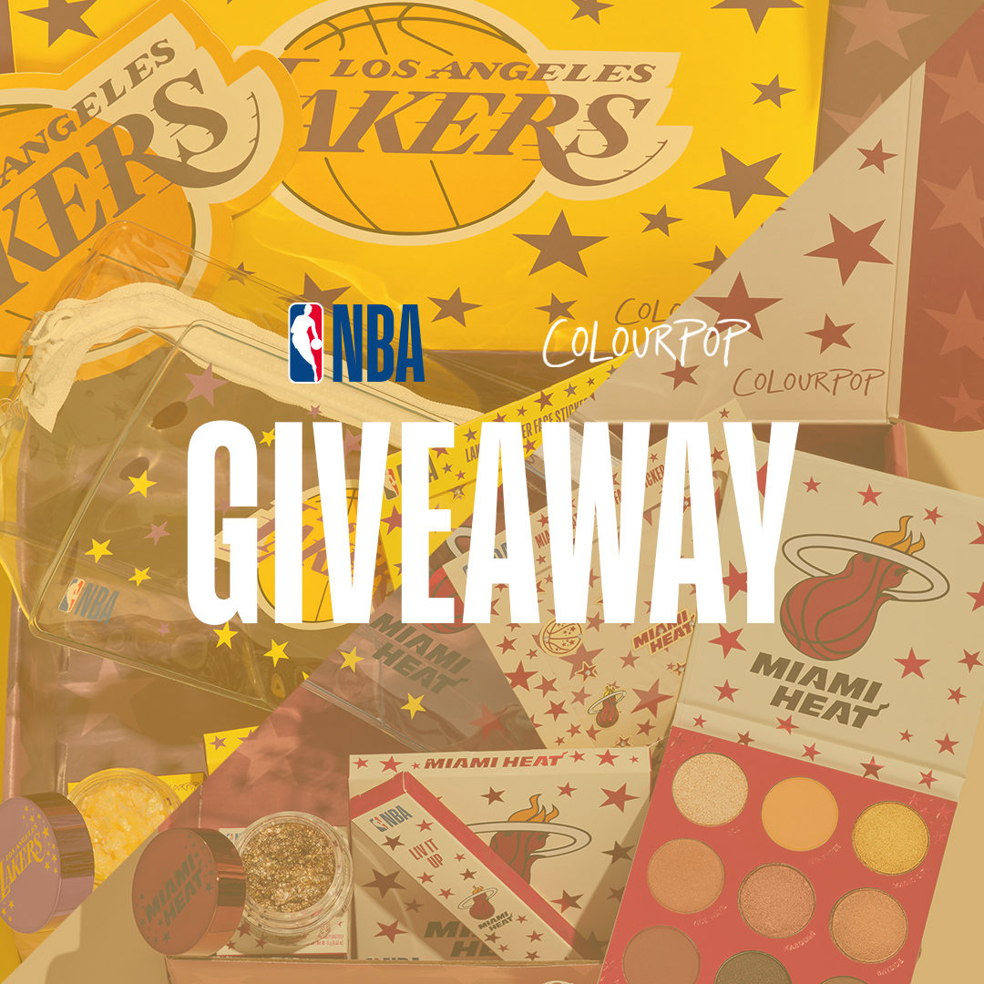 ColourPopCo's tweet photo. 👏  #GIVEAWAY👏  It’s game time!! 

5 lucky winners will receive the Los Angeles Lakers &amp; Miami Heat collections from the NBA X ColourPop collab!! Shoot your shot!

🏆HOW TO ENTER🏆
💜 Follow us @ColourPopCo 
❤️ Like this post
💜 Retweet
❤️ BONUS: Reply w/ your fave team 👇 https://t.co/u1ZakJeHwR