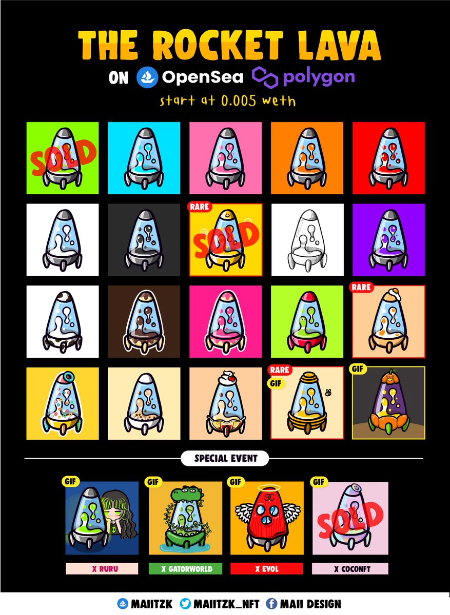 Maiitzk_nft's tweet photo. The rocket lava collection 🚀🌈💖
https://t.co/CG8lH2qj0f
___________________________________
#NFT #NFTs #NFTcollectibles #NFTCommunity #PolygonNFTs #polygonnft #openseanfts #OpenSeaNFT #opensea #openseacollections https://t.co/gH1dLy5TPK