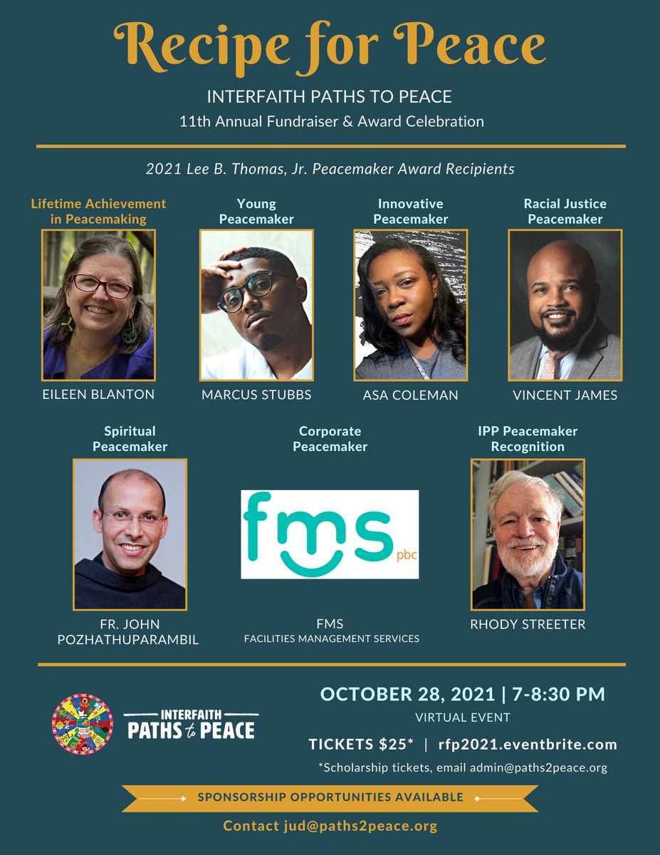 Congratulations to our 2021 Peacemakers! Join us on October 28th as we celebrate them and raise funds for IPP.