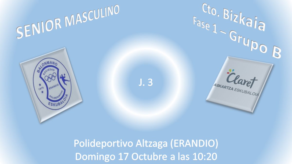 Tercera jornada de la Fase 1 de la liga Bizkaia 2021-2022.

<a href="/SP_Erandio/">SP Erandio</a> vs <a href="/Askartza_bmano/">Askartza Eskubaloia</a>
Domingo 17 Octubre 2021
#ErandioArena a las 10:20

#vamonosAtomos
#eskubaloiaBizkaia 
#somosErandio
<a href="/erandioinfo/">Erandio Info</a>
<a href="/Erandiokoudala/">Erandioko Udala</a>
<a href="/fvbm/">fvbm/bef</a>