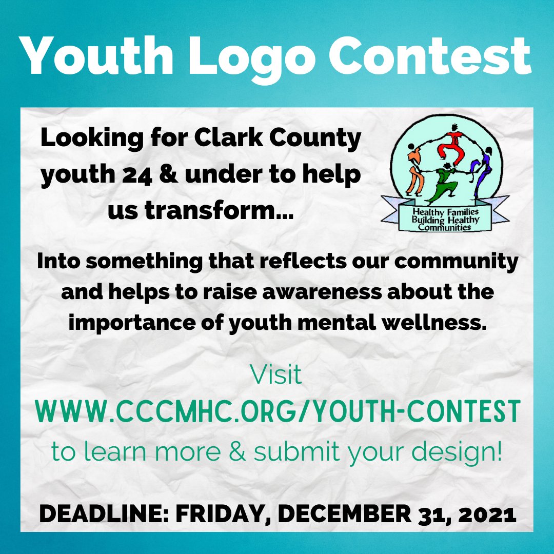 Calling all Clark County, NV Youth! The Clark County Children's Mental Health Consortium is looking for youth to help redesign their logo! More info at cccmhc.org/youth-contest