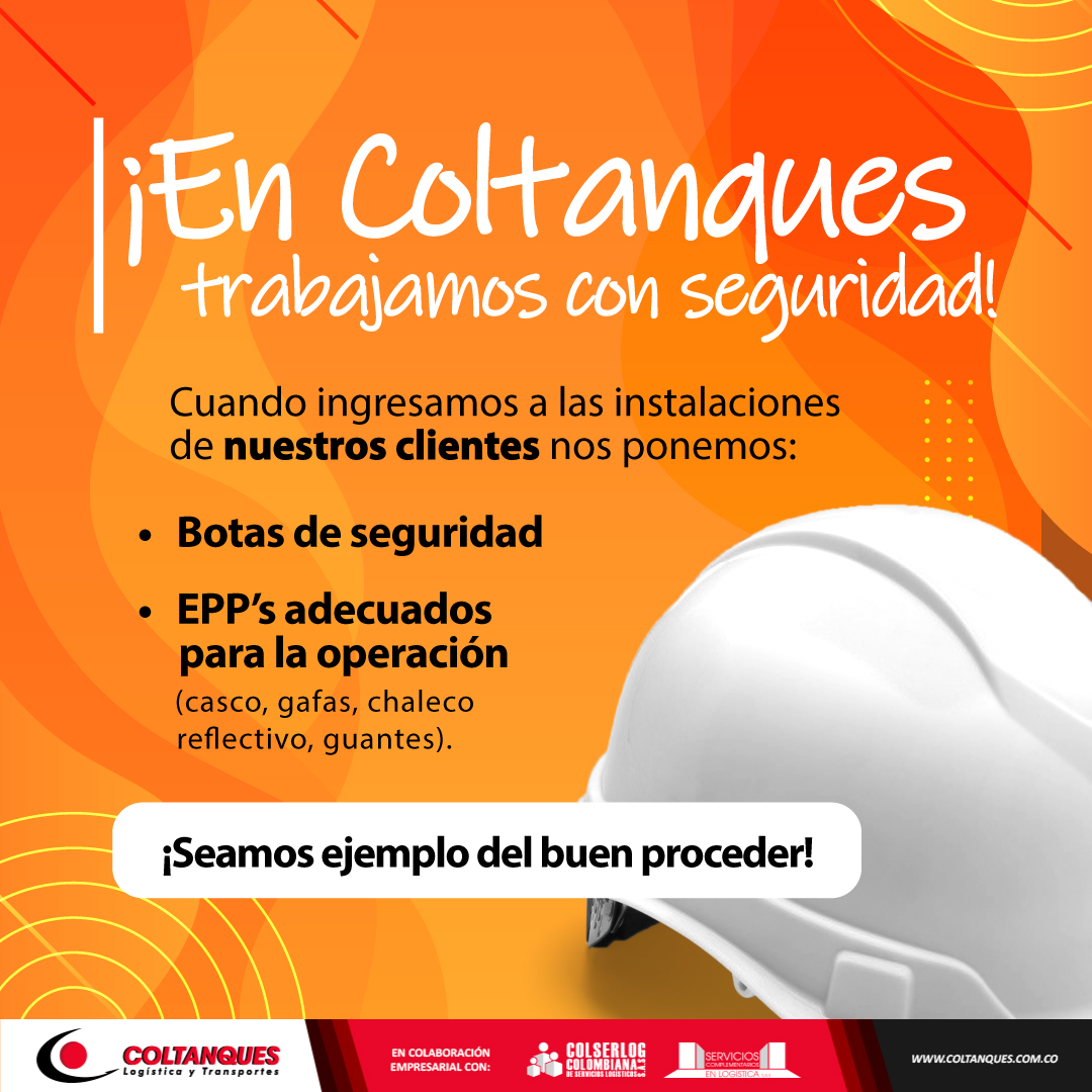 coltanquessas's tweet photo. 🤜🤛 En #Coltanques cumplimos la normativa
✅ Por eso, cada vez que ingresamos a las instalaciones de nuestros clientes siempre seguimos sus reglas y además usamos:
🥾 Botas de seguridad
🦺 EEP's adecuados para la operación (casco, gafas, chaleco reflectivo y guantes) https://t.co/t0BMulILP8