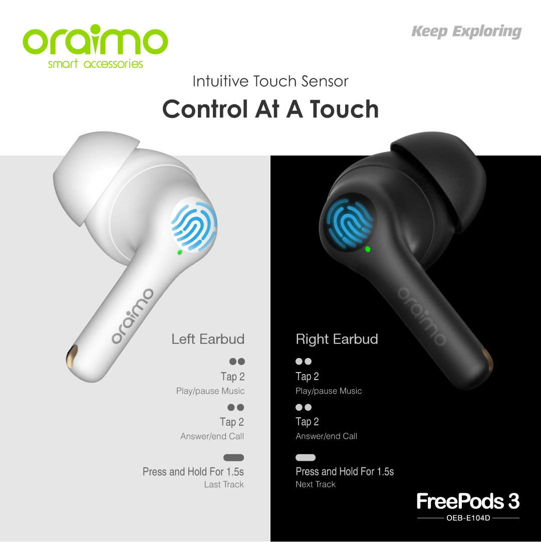 oraimo_ghana's tweet photo. #Oraimo freepods3 has an intuitive sensor which helps you to control your music and calls at a touch.
Available in white and black
Limited Stock. Grab yours now
Shop Oraimo #freepods3 via the bio link https://t.co/7FPkM0abB6