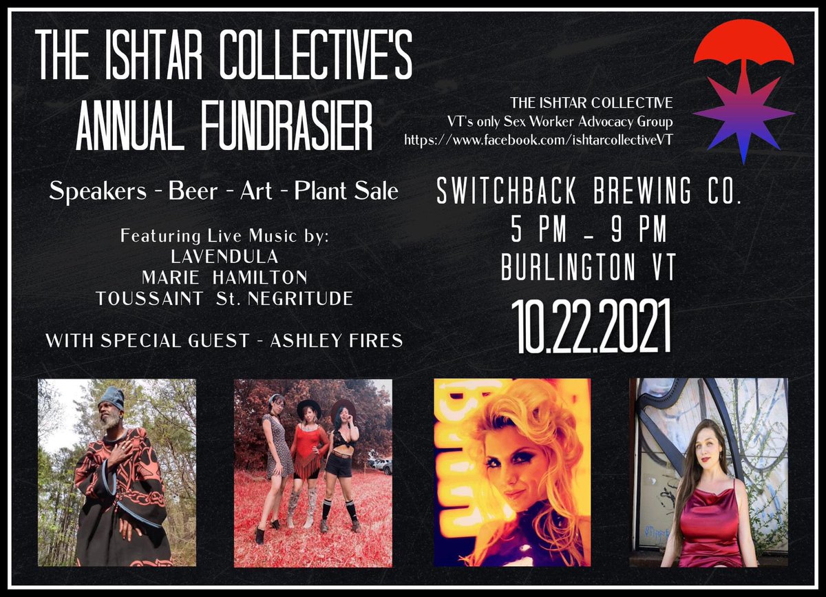 ishtar_vt's tweet photo. Hello and good afternoon, SW Twitter! On October 22nd, we are hosting a fundraiser for The Ishtar Collective in an effort to raise money for the many efforts of TIC, including raising food security and providing safety for SW in VT.
Buy a ticket here: https://t.co/j704bHtMEy https://t.co/puSClEbecS