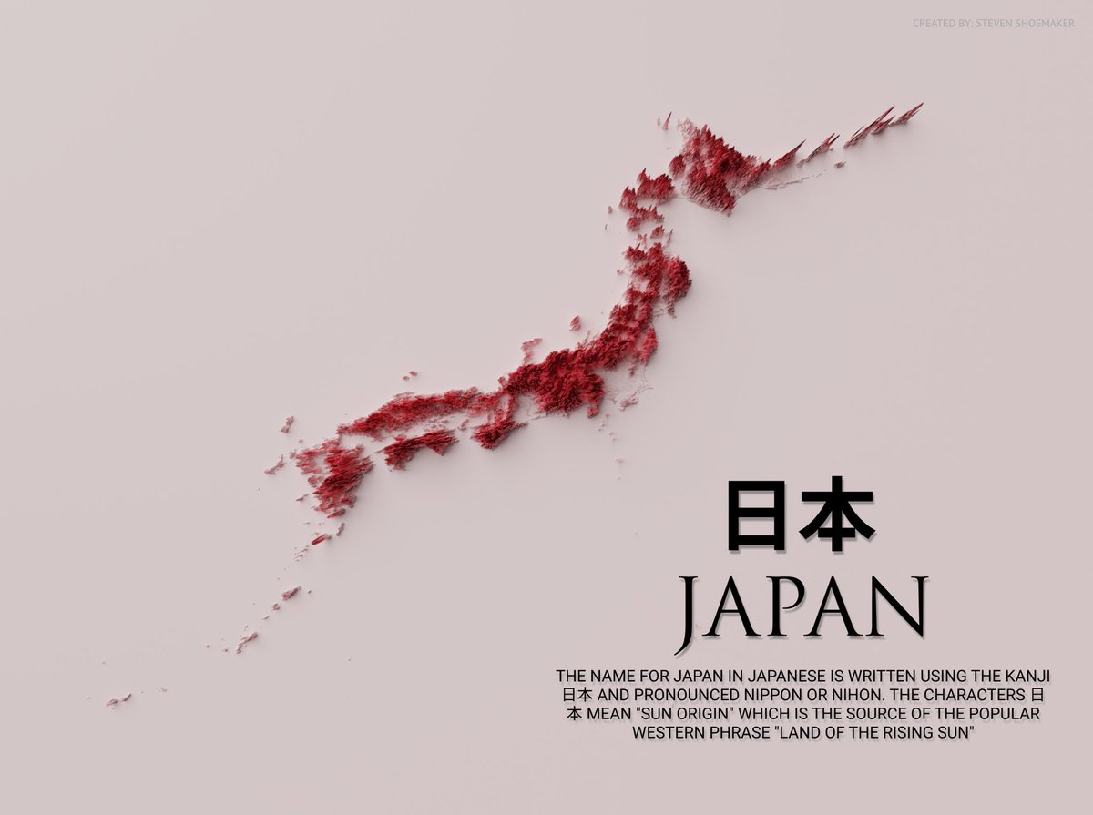 Practicing my mapping skills so I took elevation data for Japan and using QGIS and Blender whipped up a map.