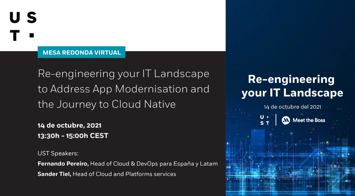 ¡Te esperamos mañana a las 13:30h en la mesa redonda organizada por <a href="/MeettheBoss/">Meet the Boss</a>!

En ella debatiremos sobre los retos actuales a los que se enfrentan las organizaciones, cómo administrar una estrategia #Cloud y cómo rediseñar un entorno IT.

Más info 👉🏻 bit.ly/30pvE2X
