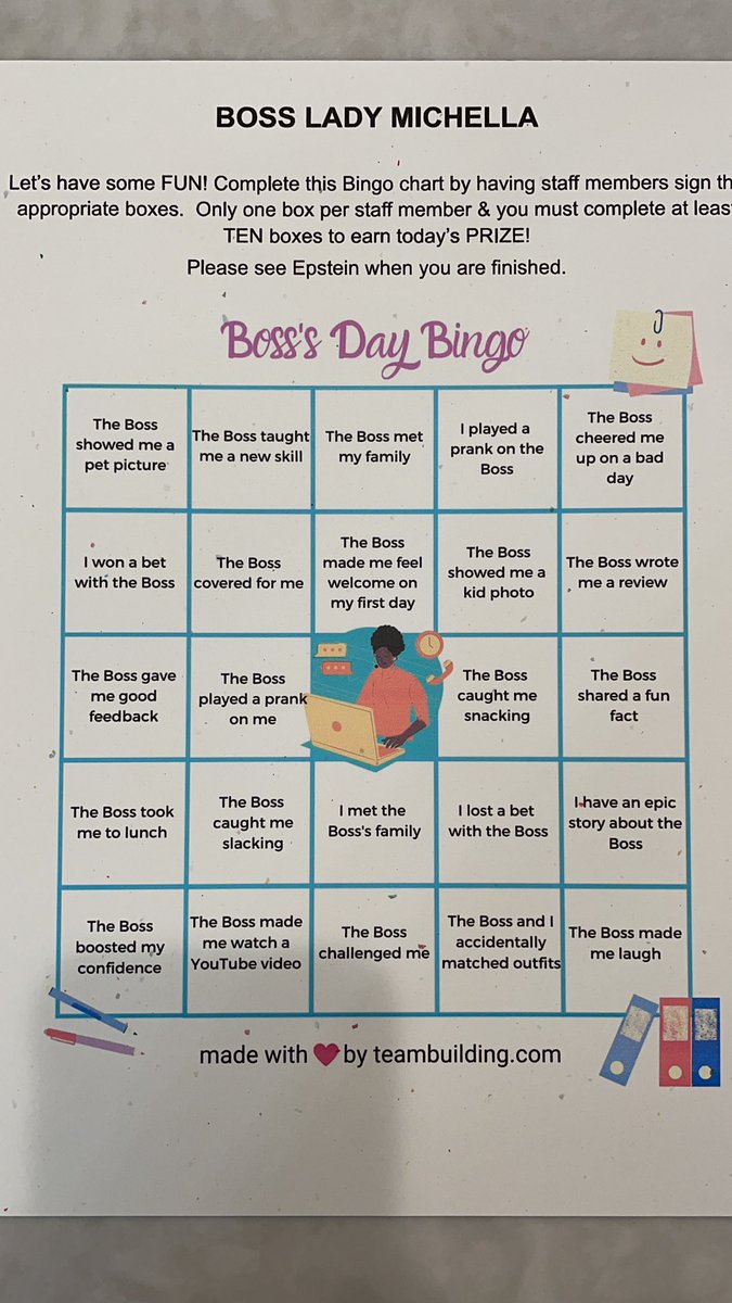 Thank you Lady Boss @MichellaLevy & Lady Boss @MsKarenBerard for your continuous support @BinksForestES We hope you enjoyed your Bingo game to win your prizes of the day! @pbcsd @MrsGreen1997