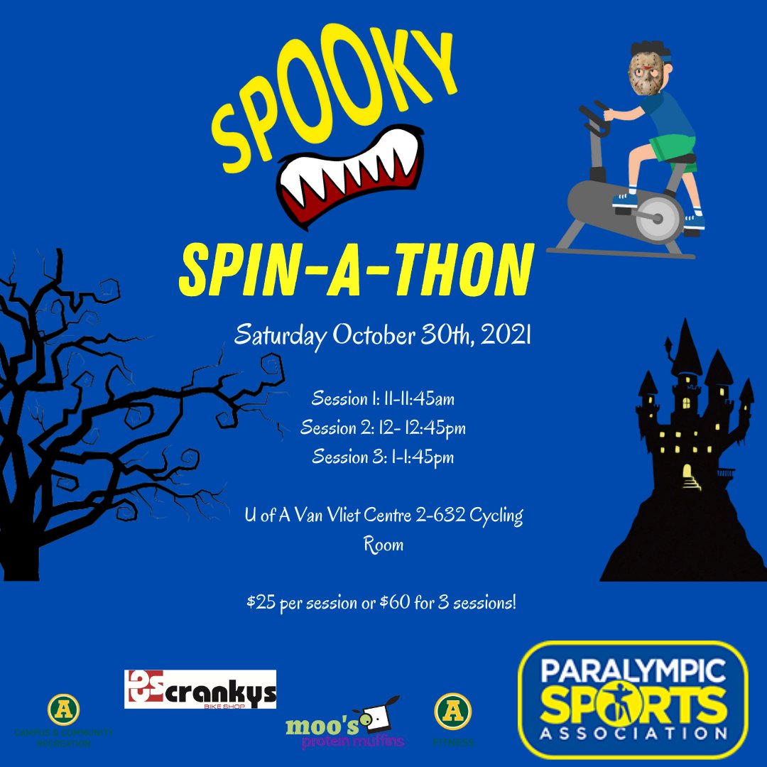 Who is ready for the ultimate spin challenge? We dare you to sign up for all 3 sessions! Saturday October 30th #yegsport #spin #fitness #halloween #handcycle #parasports