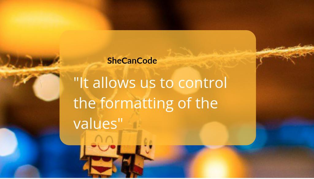 SheCanCodeHQ's tweet image. Check out our new blog! lttr.ai/nQmg

#Shecancode #Womenintech #StringFormatting #FormattingOutputs #ShecancodeBlogSquad