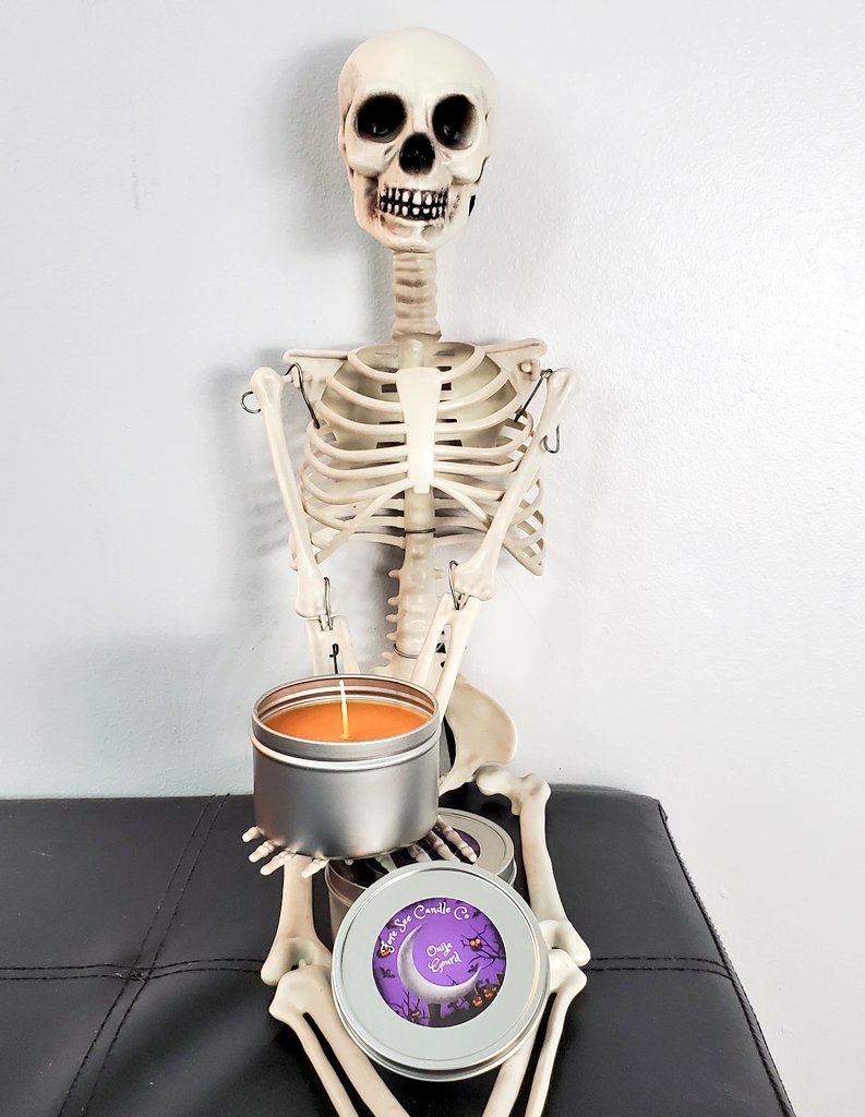 Skull Boy is enjoying the scents of Pumpkin & Peanut Brittle in our Ouija Gourd candle! He says it's great, no bones about it!

#wiccadgames #ouijagourd #pumpkinpeanutbrittle #halloween #fallscents #foreseecandleco #candles #homemadecandles #buysmall #smallbusiness