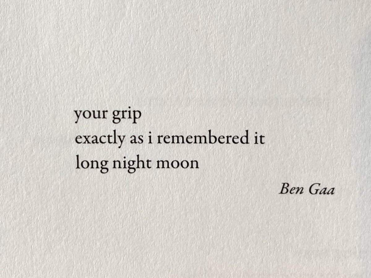your grip
exactly as i remembered it
long night moon

Ben Gaa
Modern Haiku 52.3

#haiku
#senryu
#ModernHaiku