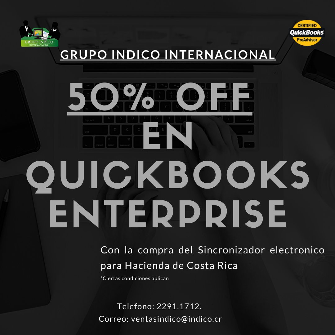 Octubre de descuento. Hasta un 50% en Quickbooks Enterprise y factura electrónica para Costa Rica. Contacta al 2291-1712. Correo: ventasindico@indico.cr
#Quickbookscr #contabilidadcr #costarica #contabilidadcostarica #emprendedorescostarica #costarica🇨🇷