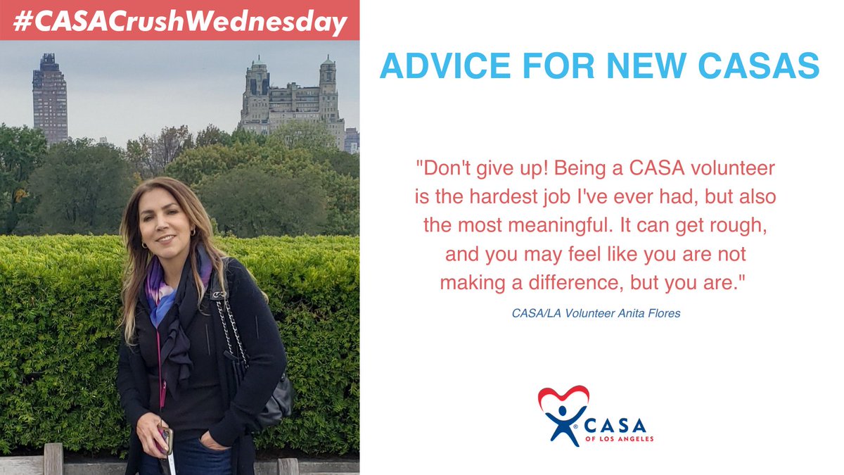 CASAofLA's tweet photo. Meet this week’s #CASACrushWednesday CASA/LA volunteer, Anita Flores. Full CASA story 👉https://t.co/N0InrHb3RL. https://t.co/iQLsWPvfyY