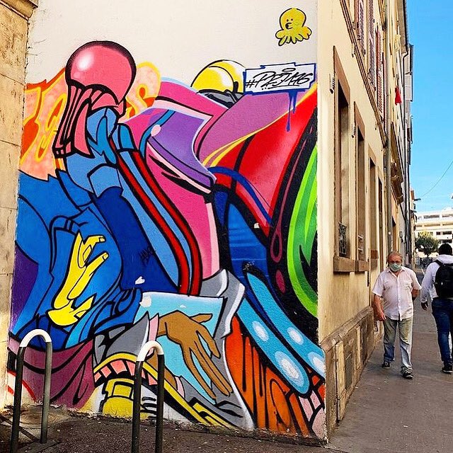 princepro176's tweet photo. Flashback mural #2016 in #strasbourg ๐ซ๐ท โฆ the painting is still alive !!!! // @pro176 #pro176 โจโจโจ #mural #abstractcomics #streetart #postgraffiti #neocubism #contemporaryart https://t.co/ScQooltIDE