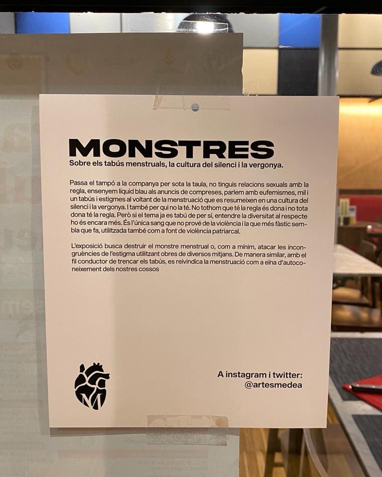 SCELaLira's tweet photo. "MONSTRES" una exposició sobre els tabús menstruals🩸🩸d @artesmedea · Inauguració divendres 15/10 a les 17h fins al 5/11.
📹 A més, hi haurà la projecció del curt #menarca
Ens veiem a La Lira! #exposició #projecció #art #menstruacio #tabus https://t.co/UoQlQxnjO8