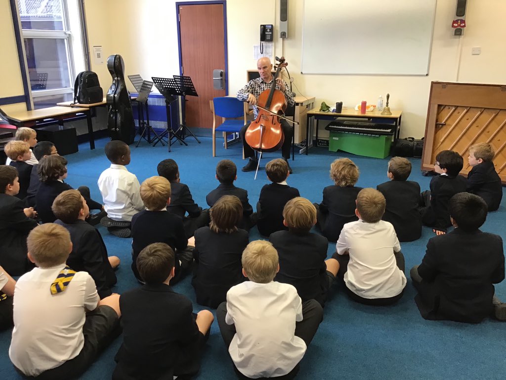 qehjuniors's tweet photo. The boys in Years 3 and 4 enjoyed a wonderful cello demonstration from Mr Mullan today, one of the many peripatetic teachers who visit QEH to teach music. @QEHSchool @QEHMusic #qehcare #qehcommunity #qehcharacter #qehschool https://t.co/6cGPyo4L82