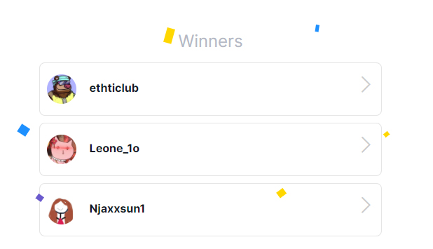 TesseraPunks's tweet photo. 🎁🥳🎁Congratz to 3 Winners!

✨ @ethticlub ✨
✨ @Leone_1o ✨
✨ @Njaxxsun1 ✨

#nfts #nftgiveaway #cryptopunks https://t.co/bT9dHFQJYZ