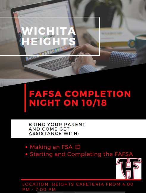 HeightsCCC's tweet image. I would like to formally invite all parents and guardians of Heights seniors to our FAFSA Completion Night next Monday, October 18th! Both students and parents are welcome to join me and financial aid experts from around the state in the Heights cafeteria from 4-7 PM.