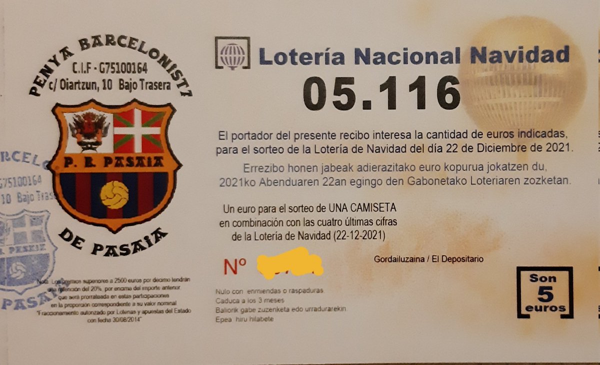 PBPasaia's tweet photo. No te quedes sin nuestra participación para navidad!!!
Juega con nosotros.
#loterianavidad2021 #pbpasaia https://t.co/qszNO7JOIH