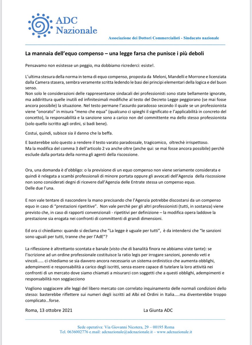 Equo compenso per chi? Non certo per i professionisti. Una legge inadeguata e particolarmente penalizzante per i professionisti ordinistici. Ci batteremo per cambiarla in Senato. Un grazie a <a href="/chiaragribaudo/">Chiara Gribaudo</a> per l'ottimo intervento fatto in aula.