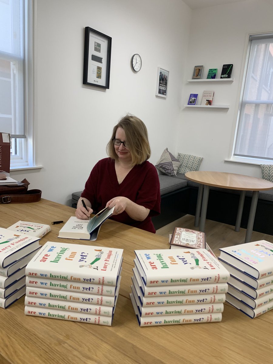 LucyMangan's tweet image. Trying to sign books with a steady hand the day before publication #AreWeHavingFunYet 😀😭😀