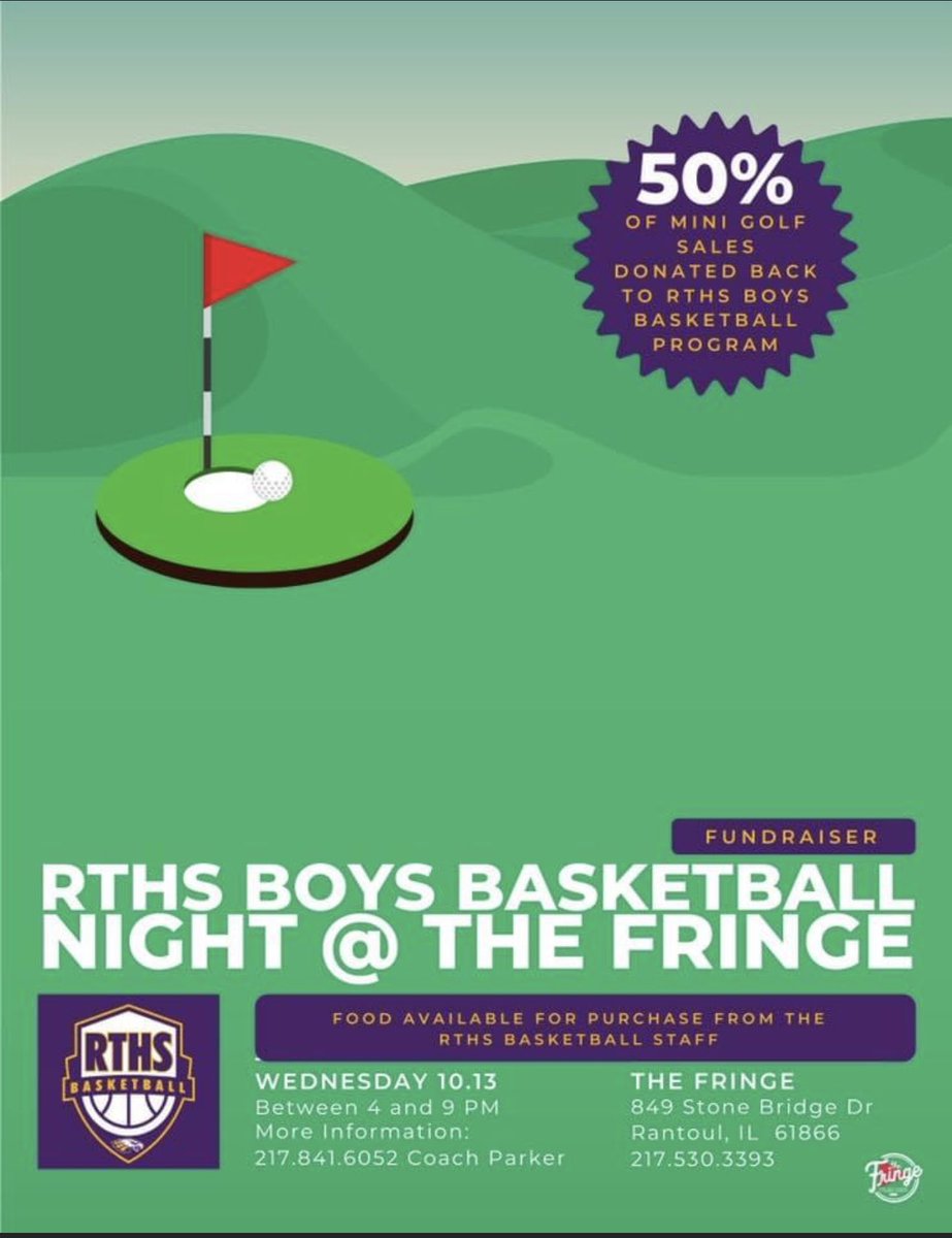 fringeminigolf's tweet photo. Come out tonight and support @RthsHoops.  50% of all mini golf sales will be donated back to the program.⛳️🏀 https://t.co/CqBwxIZiJq