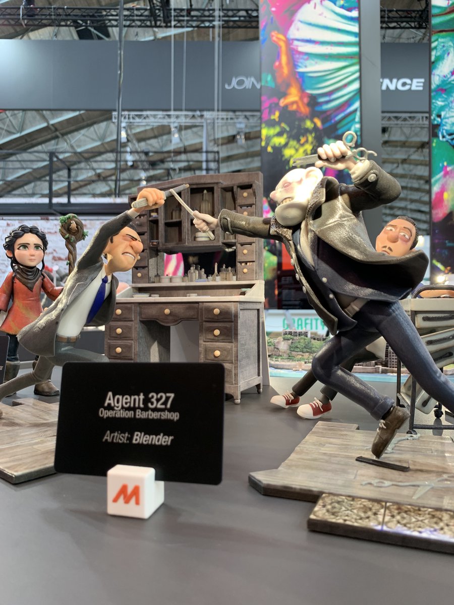 MimakiEurope's tweet photo. At FESPA, Mimaki is celebrating its customers and partners in an exhibit of application examples from its printer ambassadors. 

©2018: Agent 327. Design by Blender Animation Studio, character copyright Martin Lodewijk.
 
#FESPA #Experienceprint #Mimaki #Bringingcolourback https://t.co/b9q9KDmsMh
