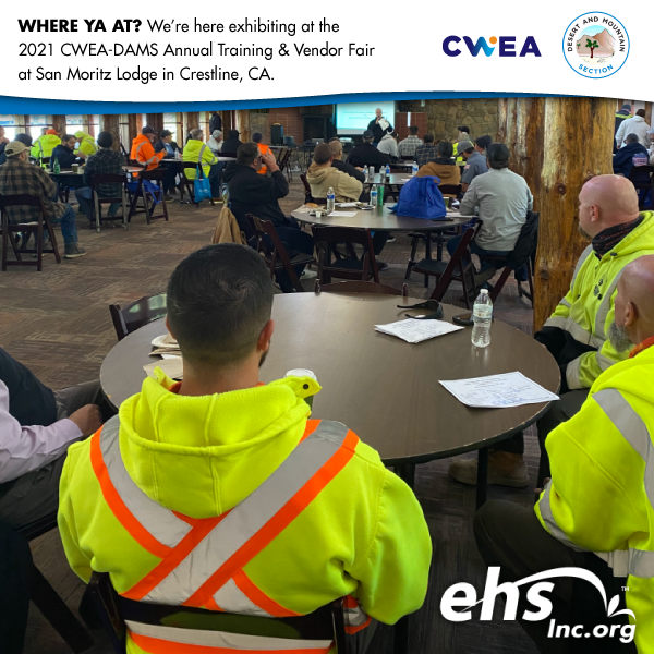 Brrr, it's cold outside! We're here exhibiting in 45° weather for the 2021 @cwea #DAMS #Training & #Vendor #Fair at the San Moritz Lodge in Crestline. Bring your jackets & hard hats! 

Need #ContactHours? CWEA has you covered. Great food & #networking.

#ehsInc #Water #Wastewater