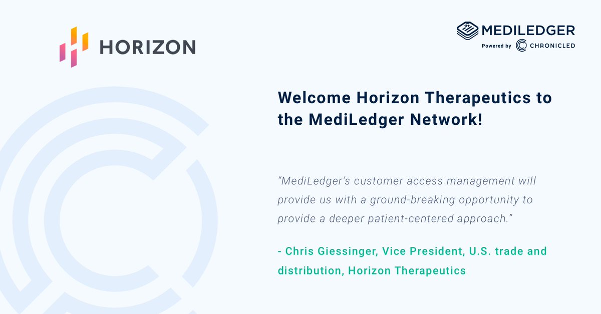 We are excited to share a new announcement this morning that Horizon Therapeutics has joined the MediLedger Network to improve customer management and identity alignment with their supply chain trading partners!
hubs.la/H0Zc-Ny0