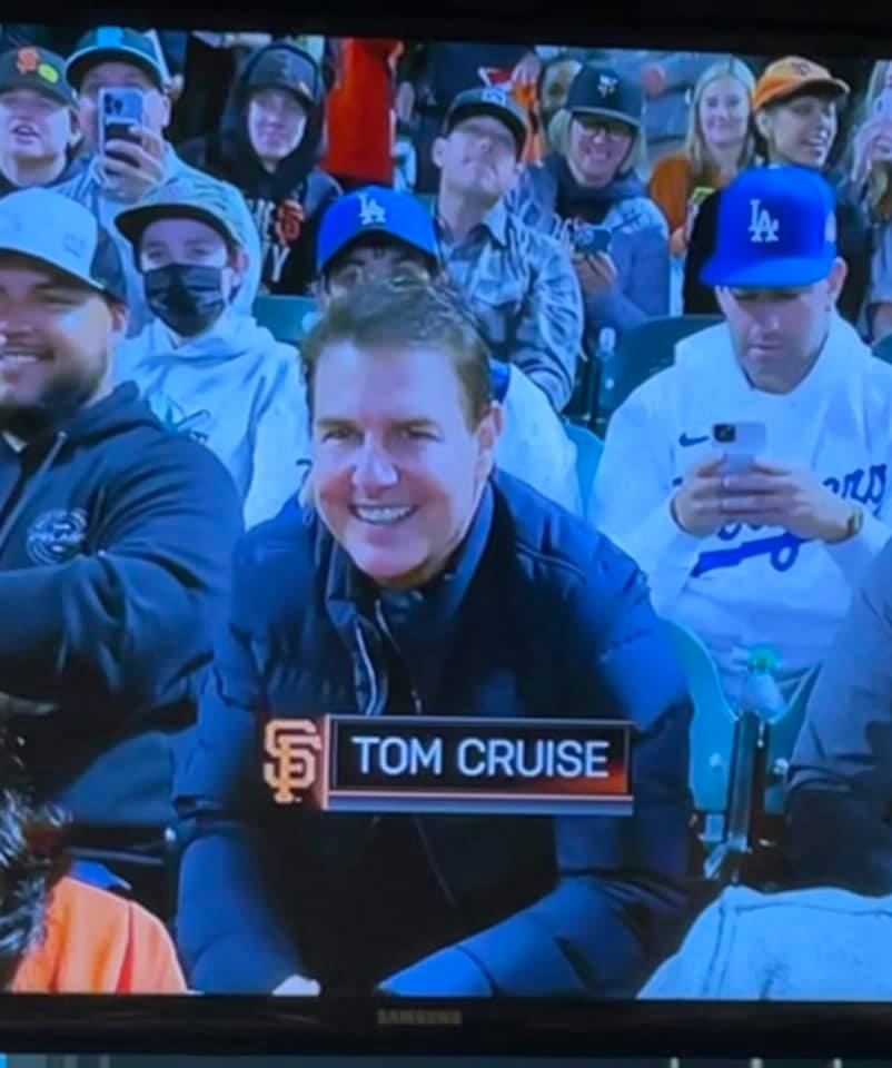Tom Cruise was at the #SFGiants #LADodgers playoff game in San Francisco over the weekend. #MLB
