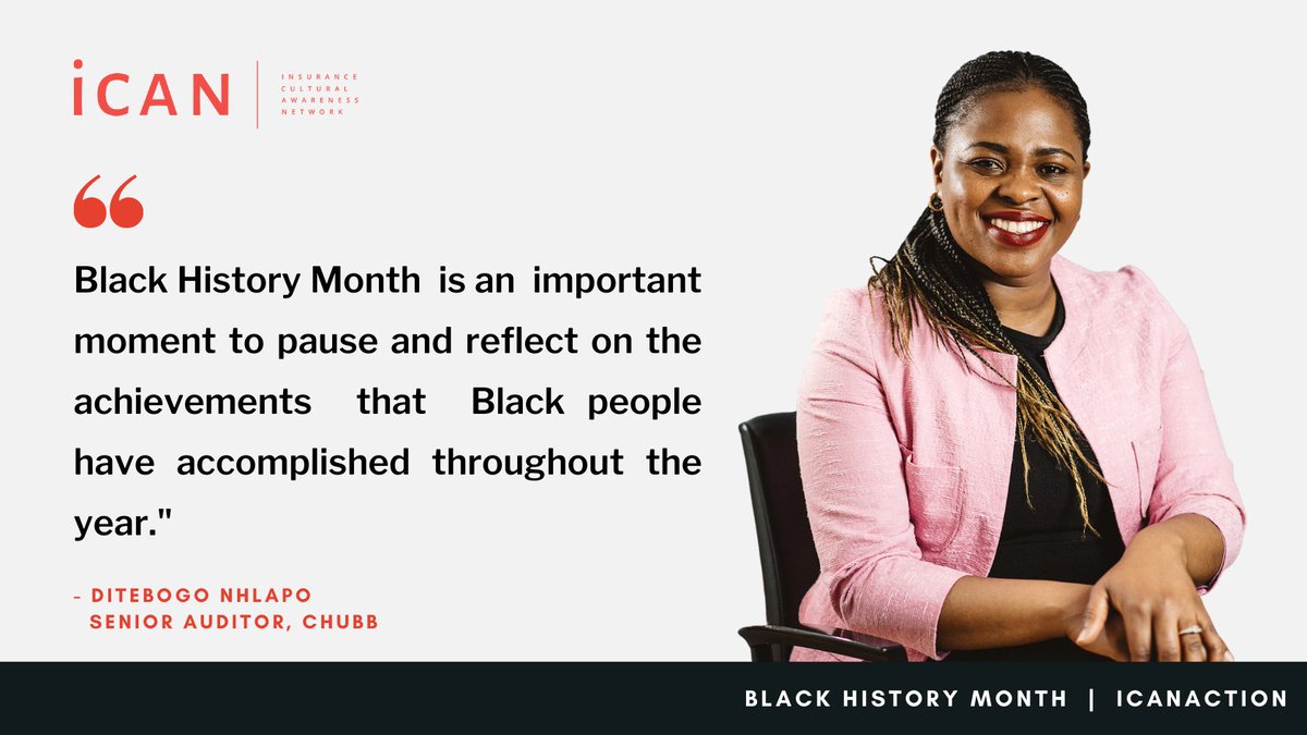 I_CAN_UK's tweet photo. ✨👏🏾 For Black History Month, the team at iCAN are shining a spotlight on our members and #friendsofican across the #insurance sector on why Black History Month is important and what it means to them.

First up we have Ditebogo from @Chubb!
https://t.co/pPfc8rYMQy
#bhm2021 https://t.co/XC0p6zoEYy