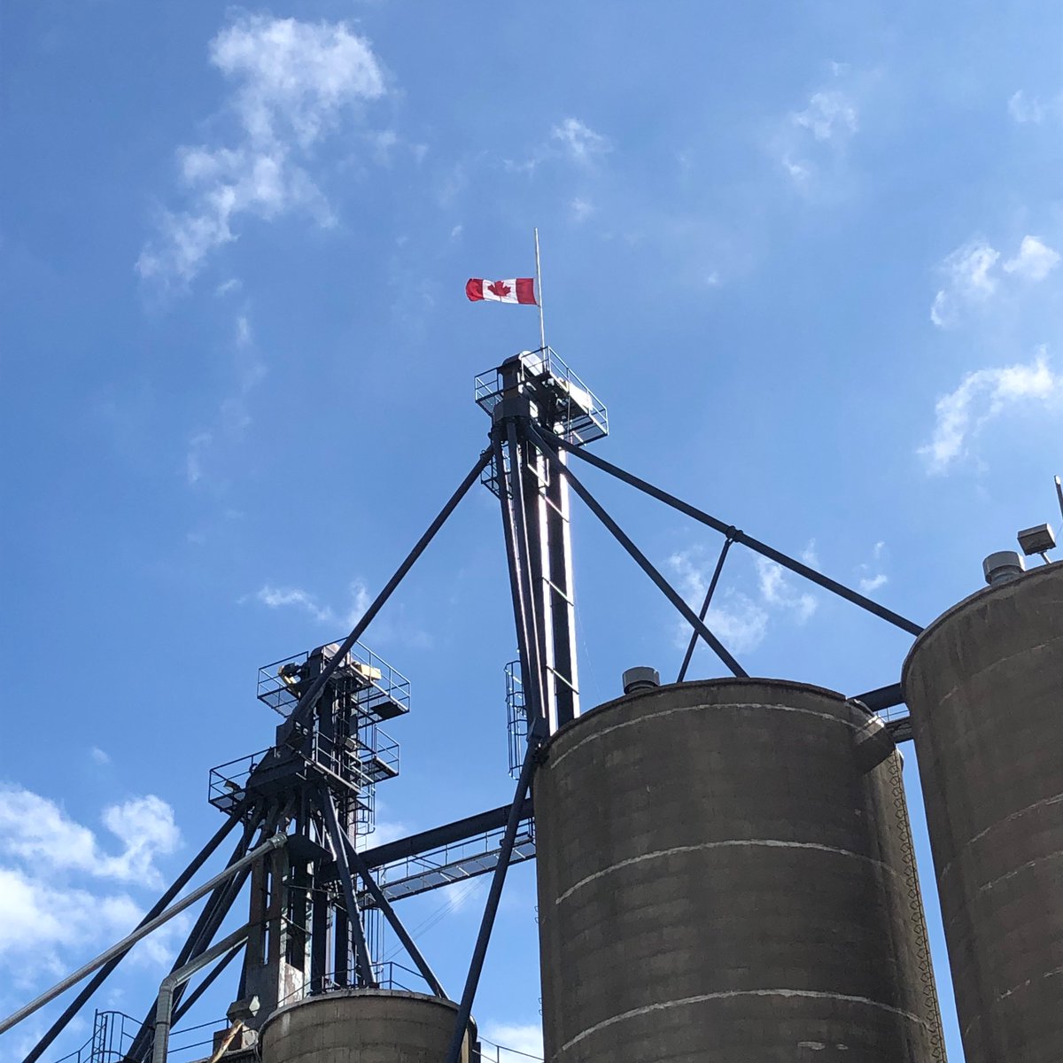 Flag flying at 1/2 mast as the sun finally shines @FS_PARTNERS Aylmer.  Today, we honour the life of Ron P, our site supervisor, who passed away suddenly last night.  His work ethic and dedication to our customers will be greatly missed.  Rest easy Ron. Until we meet again.