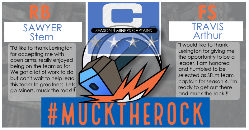 The Miners get ready to kick off the <a href="/SimulationFLm/">SFLm</a> season on Friday, October 15th, and will have two captains leading us into battle. #MuckTheRock ⛏️

🏈- <a href="/MemphisSFLm/">Memphis River Runners</a> 
📺- SFL Youtube
⏰- 7:20 ET PM