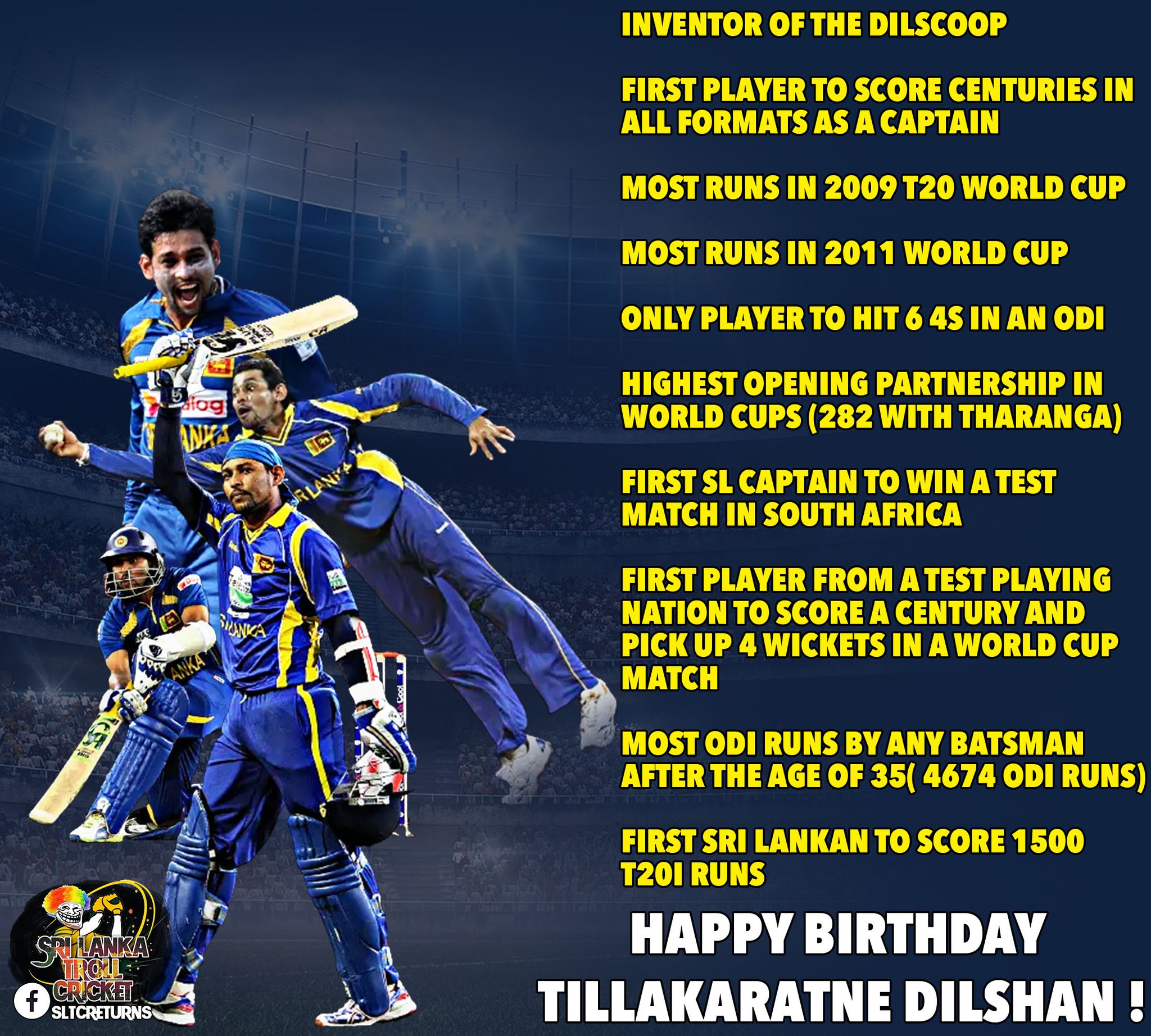 Uncrowned King of Sri Lankan Cricket. Happy Birthday Tillakaratne Dilshan !!!  