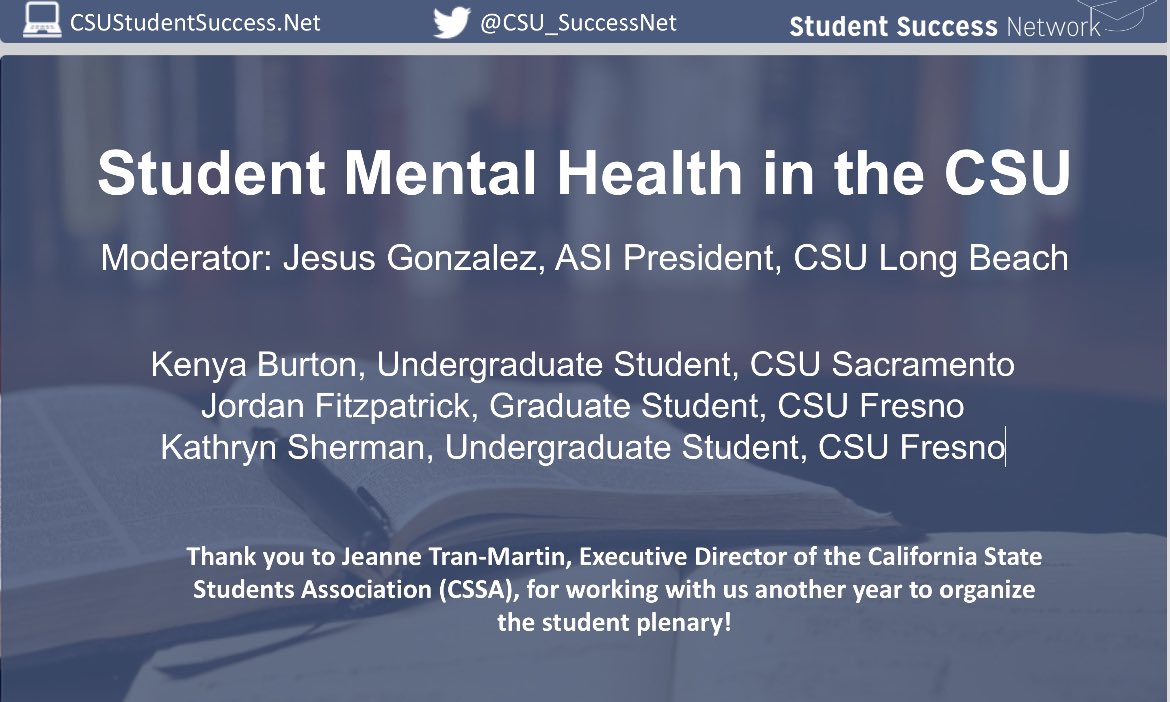LMercadoLopez's tweet image. Such powerful stories and insights from our students about their experiences with mental health during the pandemic! Campuses must listen to students to ensure they maintain supportive practices.
#CSUStudentSuccess2021 #CSUStudentSuccessNetwork
#EquityNowintheCSU