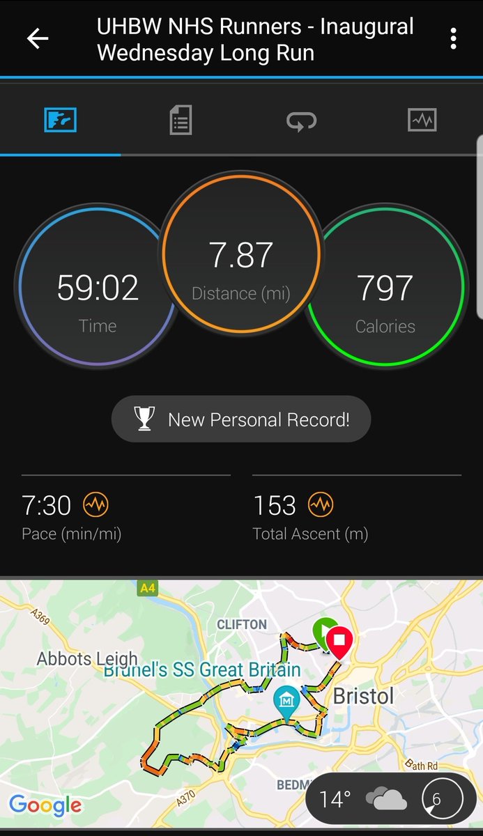 BandWNHSRunners's tweet photo. Only two of us for the inaugural Bristol &amp; Weston NHS Runners Wednesday Long Run, a new companion to our regular Flat &amp; Friendly Mondays

A small group, but perfectly formed https://t.co/mMpAbPWf50