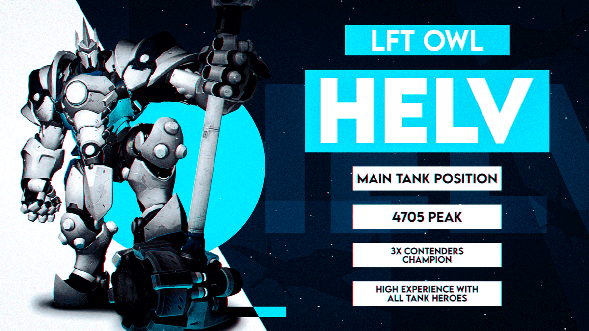 LFT OWL Still under @Hurricane but open for opportunities in OWL Willing to give my whole heart to my team Contact me on Discord: Helv#0011 or dave@seg.gg Retweets Appreciated💙
