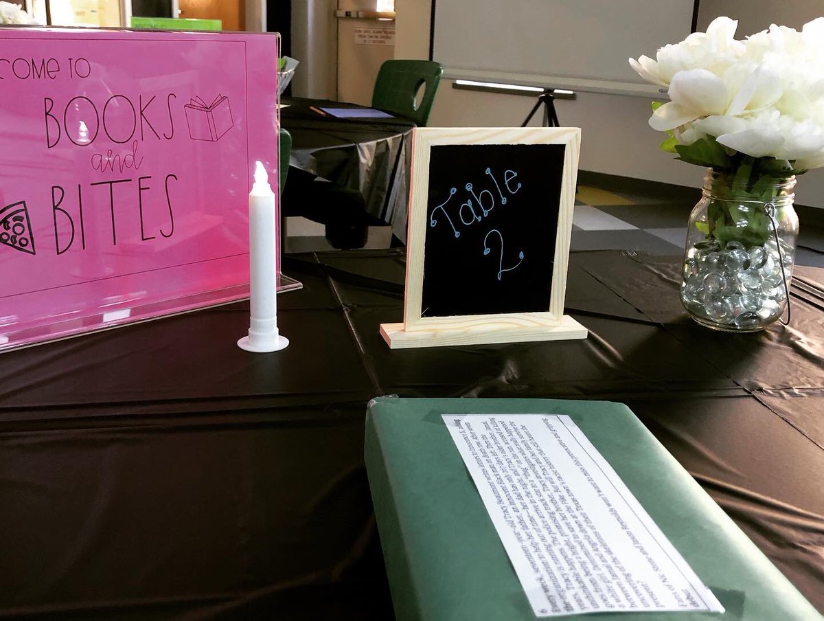 Our first book club meeting today and the students will do a tasting of several titles. We hope they bring their appetite. #booktasting #mohs #bookclub #librarians