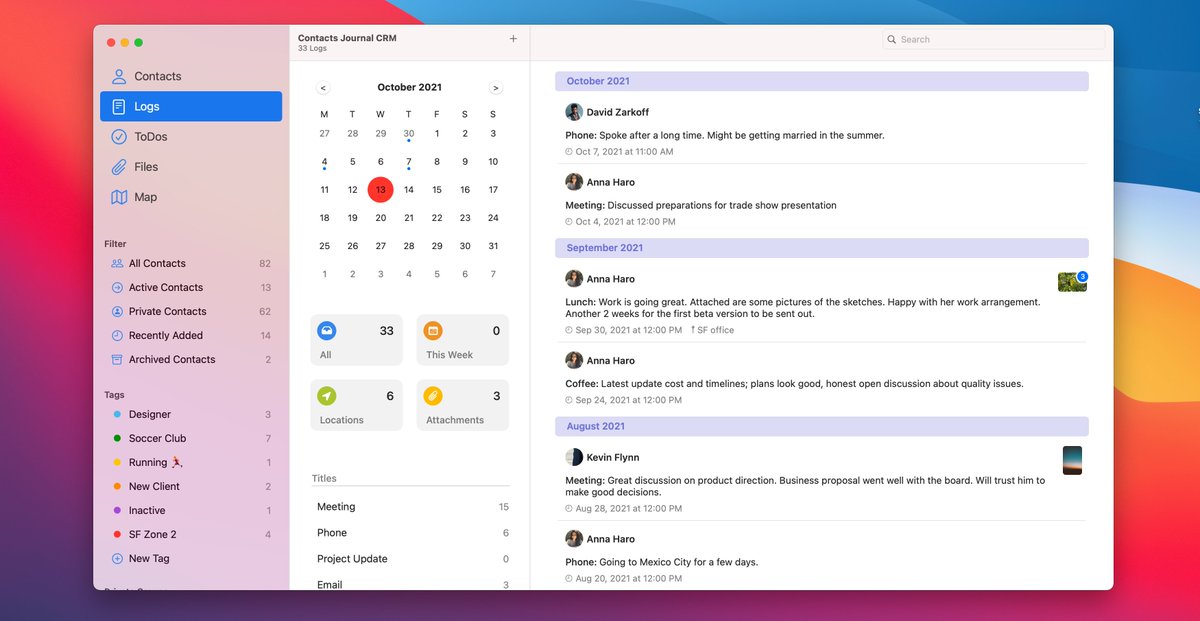 ContactsJournal's tweet photo. "Contacts Journal for Mac" v3.0 ... coming soon. Here's a preview of what it looks like! #Apple https://t.co/Kb5ifNGIbo