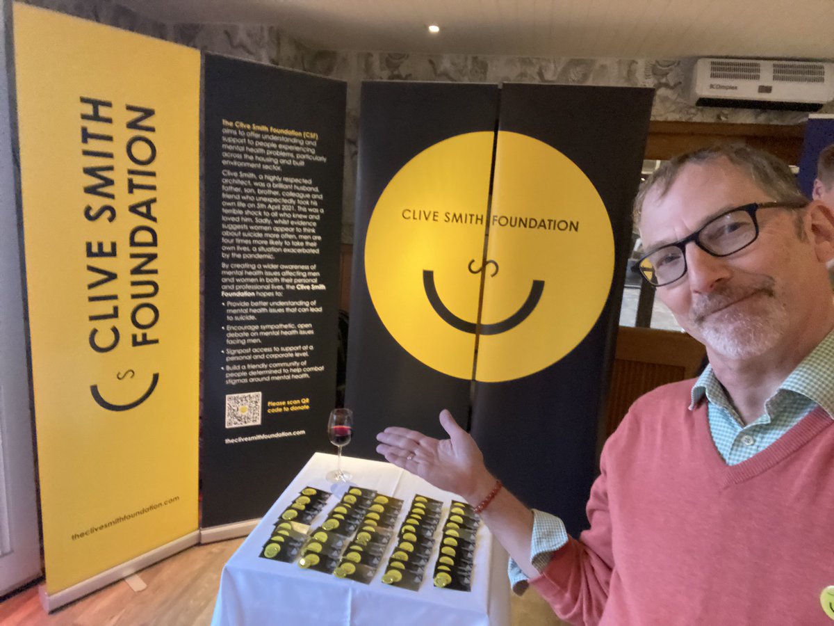 Smithyshere's tweet photo. What a wonderful & empowering experience being part of #ForumForTheBuiltEnvironment & @ChapmanCons’s networking event to talk about my brother & raising mental health awareness through #CliveSmithFoundation with big support from @bailygarner #PRPArchitects #ItsOkayToNotBeOkay 🙏 https://t.co/14XoZpq87Y