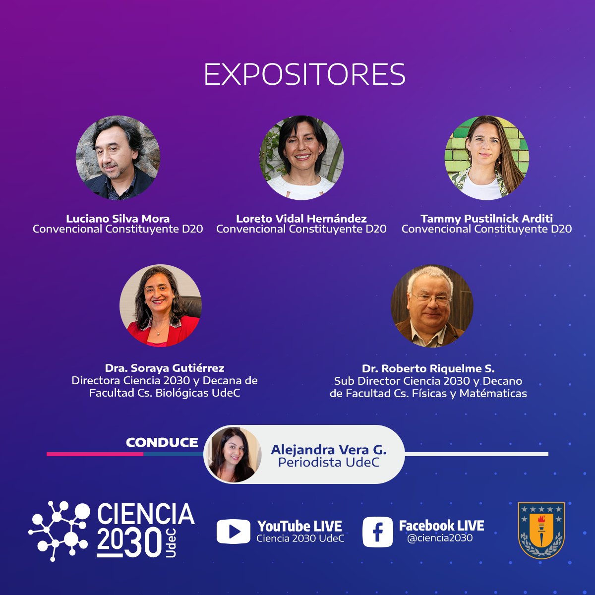 ciencia2030udec's tweet image. #AgendaUdeC Nuevo ciclo de programas virtuales de #Ciencia2030 📌"Diálogos Ciencia en Sociedad: La mirada Constituyente". Instancia de encuentro entre CC del #Distrito20 y representantes mundo científico.
👉 Sábado 16 de octubre a las 10:30 horas
🎥 YouTubeLive Ciencia 2030 UdeC