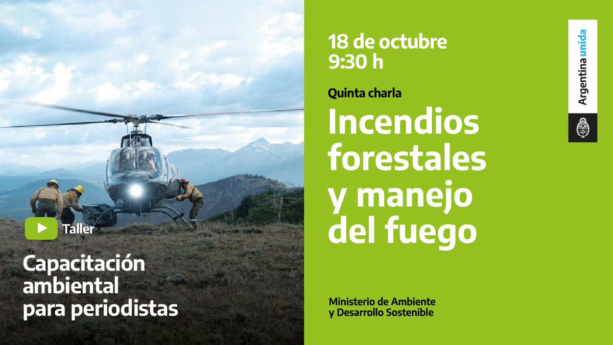 Este lunes 18 de octubre a las 9.30h llega un nuevo encuentro del ciclo de capacitaciones ambientales para periodistas: "Incendios forestales y manejo del fuego"

Sumate para aprender cómo comunicar temas ambientales. 

¡Te esperamos!

Inscribite acá 👇 
bit.ly/3uSCQhH