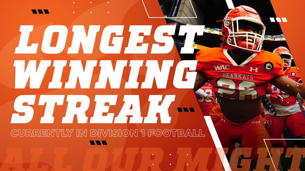 BearkatsFB's tweet photo. Where does the longest win streak in all of Division I college football live?

Huntsville, Texas. 📍

We can't go 1️⃣-0️⃣ on a bye week, but we're taking a 16-game win streak into next week vs Jacksonville State. 

See ya at Bowers. #EatEmUpKats 

🎟  https://t.co/FSQycFOlDq https://t.co/4uSGIYU8bf