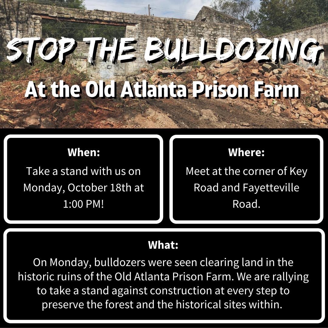 defendATLforest's tweet photo. A demonstration is called for Monday, October 18 at 1pm at Key Road and Fayetteville Road. 

Atlanta Police Foundation is laying groundwork to construct Cop City. https://t.co/4Qn3wB60Pi