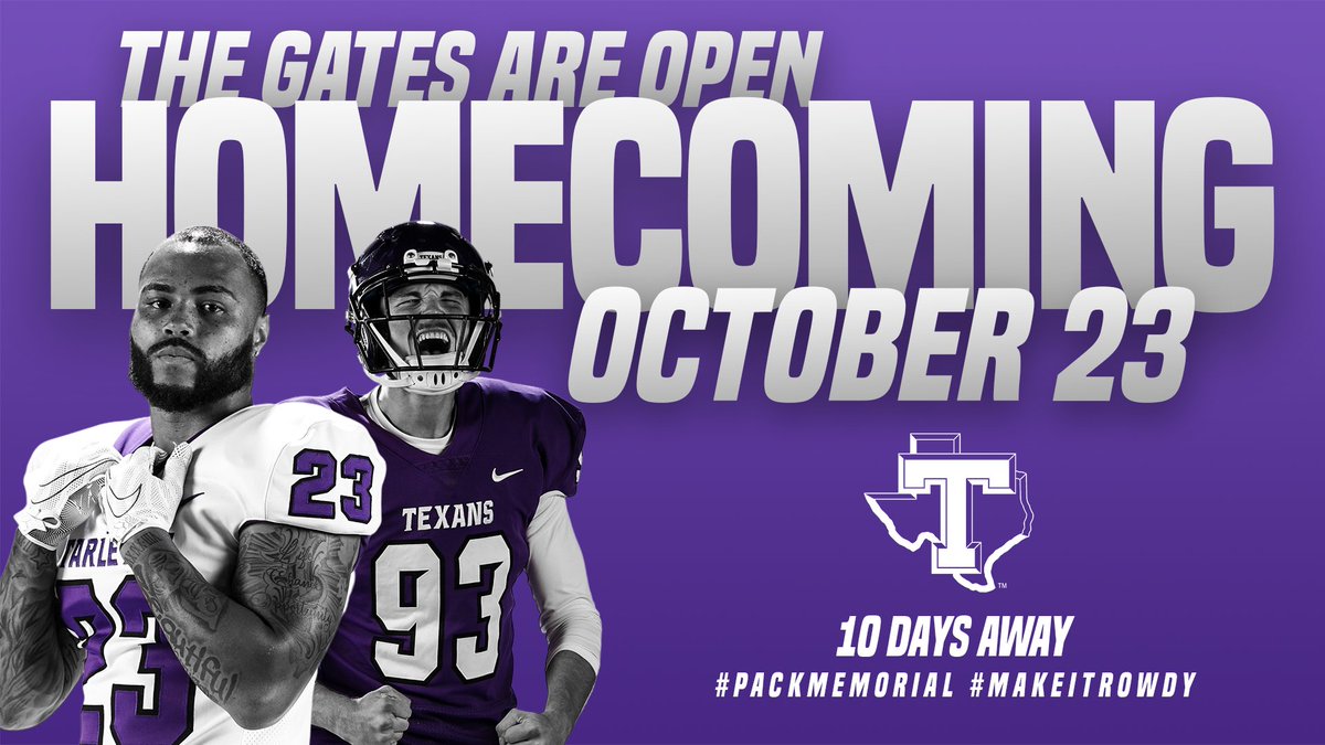 TarletonSports's tweet photo. Homecoming is right around the corner 😈 Make your plans now to come back home! We're bringing in additional endzone seating to increase capacity to 15,000 in Memorial Stadium.
Tickets 🎟️ https://t.co/mY0O3bBF2c
Tailgate 🚗 https://t.co/QFdx8hJH2L
#TexanNation x #Mission15k https://t.co/Y6MCkgfeCT