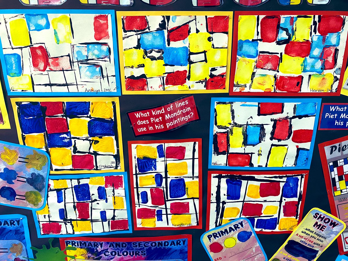 Lea_Forest_Lift's tweet photo. Year 2 have created a wonderful art display in the corridor to showcase their learning so far this term! 🎨🟥🟦🟨🔲 @lea_forest_aet @lea_forest_dep @Claire_Heald @mrsrmurad @BirminghamEdu @lea_forest_curr @AETAcademies @ArtikidsUK @artsonthemoveco @DarrellWakelam https://t.co/o65HMo7N2F