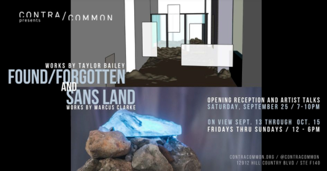VisitBeeCave's tweet photo. #VisitBeeCave to see the impressive exhibits on display at the Contracommon right now. Two experimental exhibitions by local artists, 𝚏𝚘𝚞𝚗𝚍/𝚏𝚘𝚛𝚐𝚘𝚝𝚝𝚎𝚗 by Taylor Bailey &amp; 𝑺𝒂𝒏𝒔 𝑳𝒂𝒏𝒅 by Marcus “Delmar” Clarke are o https://t.co/dHXWlmRp4p
